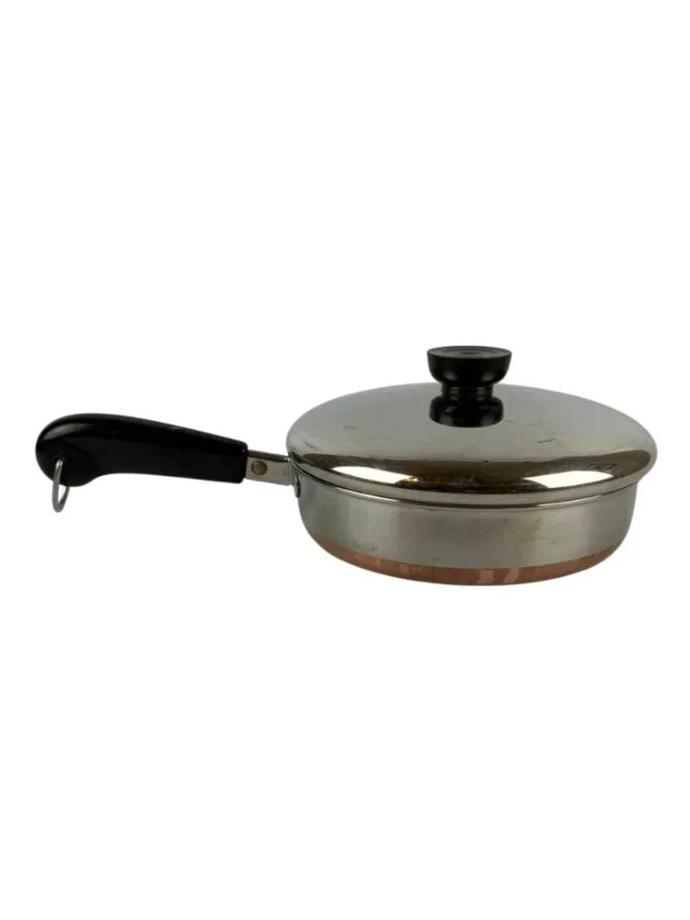 Revere Ware Copper Clad Stainless Steel 1 Qt Straight Sided Skillet & Lid USA